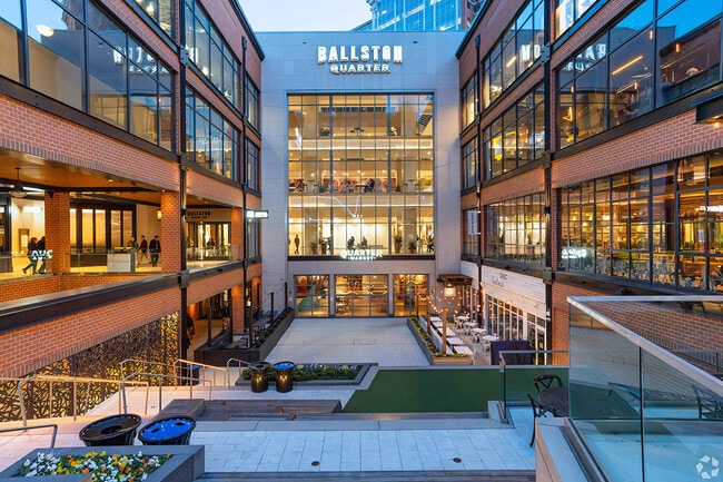 Sit and soak in the vibrant city atmosphere in the Ballston Quarter courtyard