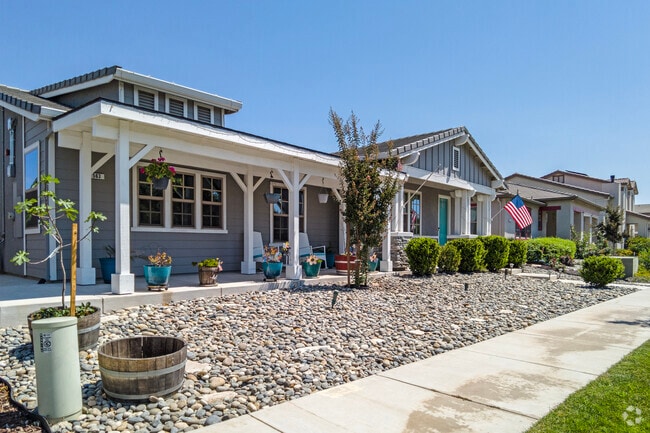 A river rock landscape can be seen at a home in Oakdale.