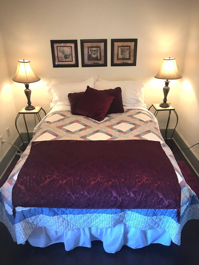 Bedroom with double bed, closet, dresser - 227 E Lamb St