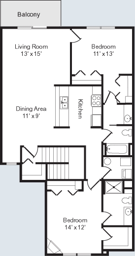 2BR/2BA + Fireplace - Gateway Terrace Apartments