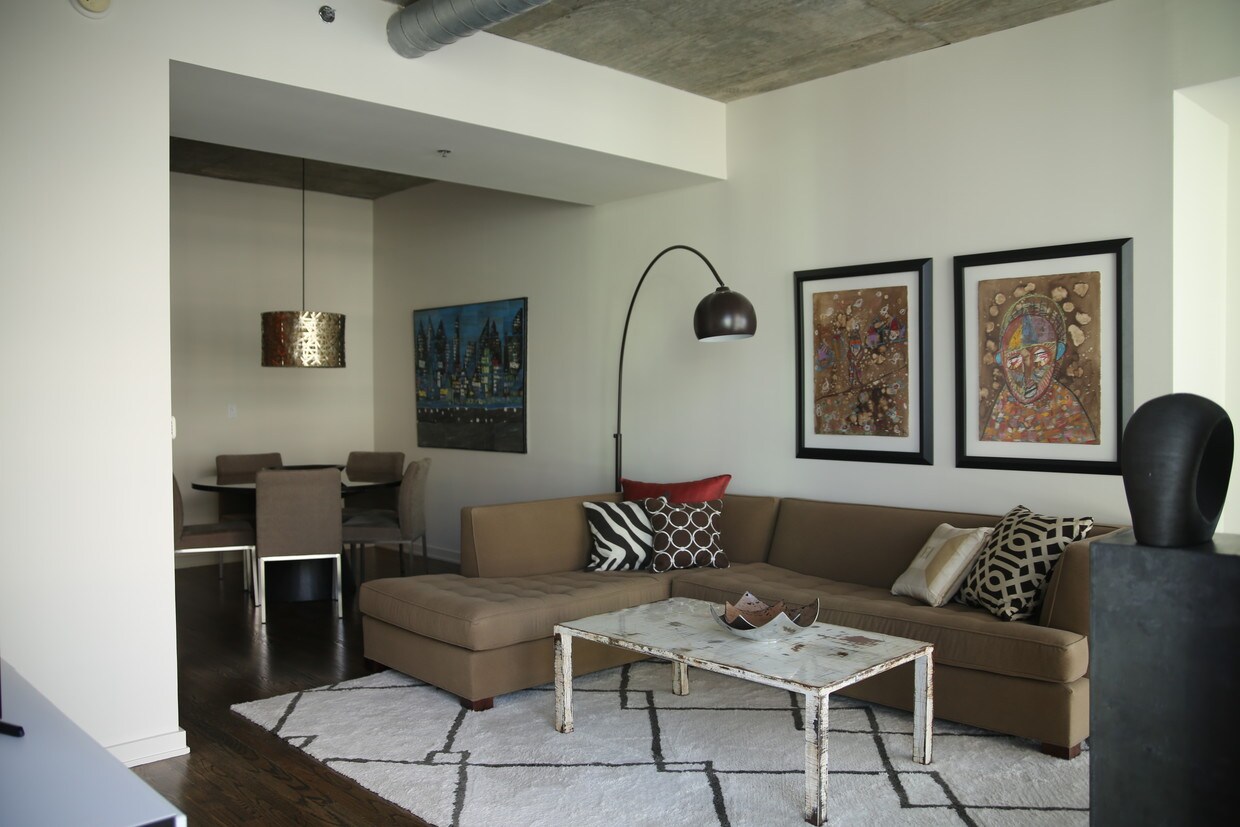 Living room foreground, dining behind - 923 Peachtree St NE