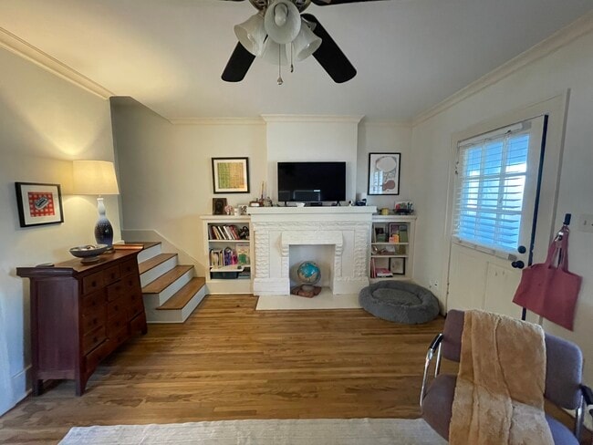 Living Room with Original Built In Cabinetry - 512 N Santa Fe Ave
