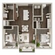 2 Bedroom, 2 Bathroom - 996 SF