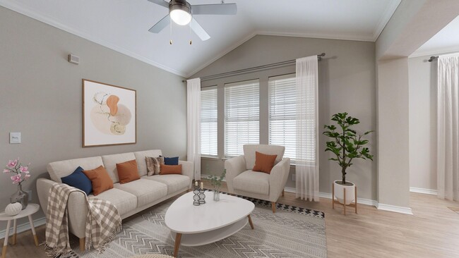 Sala de estar recientemente renovada - The Delano at North Richland Hills Apartments