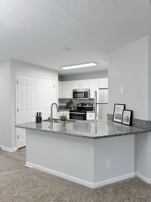 Modern Kitchens with Granite Countertops and Stainless Steel Appliances - Regency Apartments