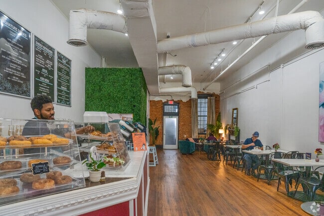 Residents can head to The Coffee Shop downtown for freshly brewed coffee, pastries, and more.