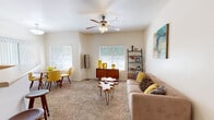Located in El Paso, TX, this well-designed one-bedroom, one-bathroom home offers a smart and efficient layout across a single floor. The open-concept living and dining area is bright and welcoming, featuring plush carpet flooring, a ceiling fan with light fixture, and multiple windows with horizontal blinds that invite an abundance of natural light. The living space flows seamlessly into the dining area, creating a comfortable and versatile area for everyday living.

The kitchen features warm, rich-toned cabinetry with ample storage, light stone-finish countertops, tile flooring, and stainless steel appliances including a full-size refrigerator, providing a functional and attractive cooking space.

The bedroom is a serene retreat with soft carpet, a ceiling fan, and a window dressed with sheer curtains that allow gentle natural light. A dedicated closet and built-in shelving add practical storage. The bathroom is clean and functional, offering a vanity with warm wood cabinetry, a stone-finish countertop, a large mirror, and tile flooring.

A dedicated laundry area with a water heater and washer connections rounds out the home's practical amenities, making this a complete and comfortable single-floor residence.