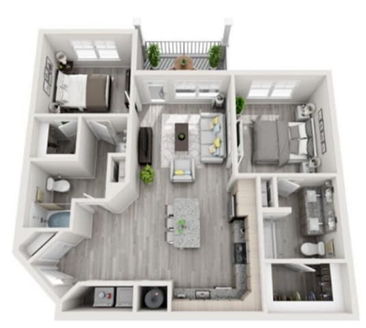 Plano de planta de dos habitaciones - Halston Waterleigh