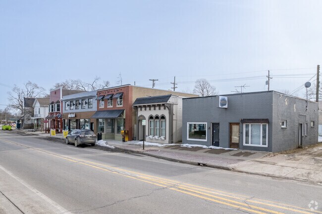 Whitmore Lake downtown Main Street in winter.