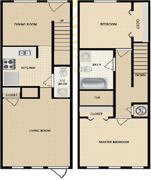 Plano de planta - Copper Terrace Apartments