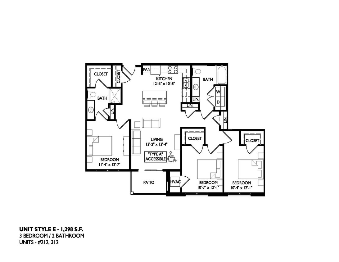 Plano de planta 3x2 - Greenhaven Apartments & Townhomes