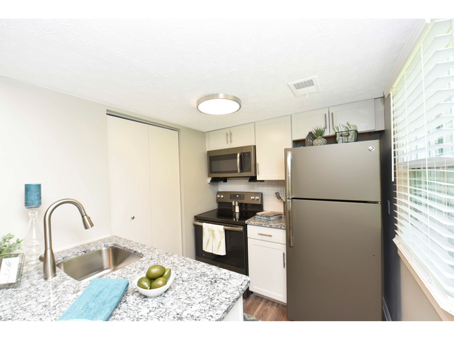 Kitchen with granite counters and stainless appliances - Sova