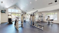 Located at 11065 S. Sterling View Dr in South Jordan, Utah, this expansive fitness center spans a single floor and offers a comprehensive, multi-zone workout facility designed to accommodate a wide range of exercise needs. The space is defined by its striking architectural character, including soaring vaulted ceilings and an abundance of natural light streaming through large windows that frame views of surrounding greenery.

The main strength training area is bright and open, featuring floor-to-ceiling mirrors, a full rack of dumbbells, weight benches, a squat rack, cable machines, and a variety of selectorized strength equipment arranged across durable rubber flooring. A dedicated cardio room contrasts with its moody, deep navy walls and recessed lighting, housing treadmills, ellipticals, stationary bikes, and other cardiovascular machines alongside wall-mounted displays. Additional workout zones provide space for functional training, with stability balls, barbells, and plate-loaded equipment positioned beneath tall windows.

A welcoming lounge anchors the facility, featuring soaring ceilings with clerestory windows, soft seating arrangements, warm area rugs, and decorative greenery that create an inviting atmosphere between workout sessions. Throughout the facility, the clean white walls, recessed lighting, and open layout contribute to an airy, professional environment well-suited for fitness and community wellness.