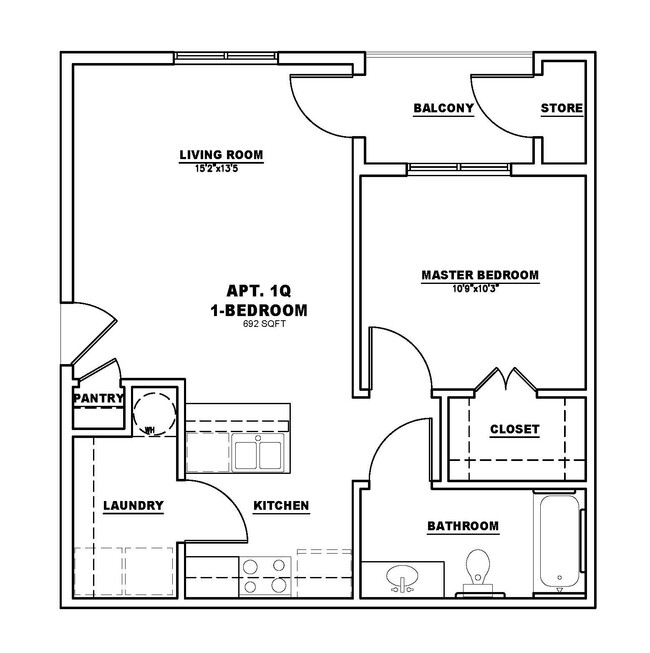 1 BR, 1 BA- 692 SF - The Crossroads at Belton Apartments