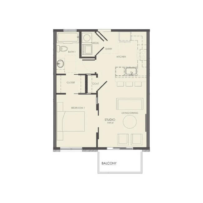 A1-LT: 2BD | 2BA | 515 SF - Stadium Row