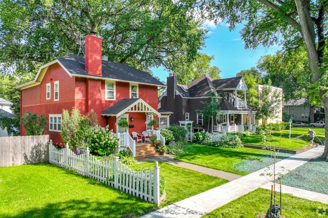A row of beautifully resorted historic homes in the Hawthorne neighborhood.
