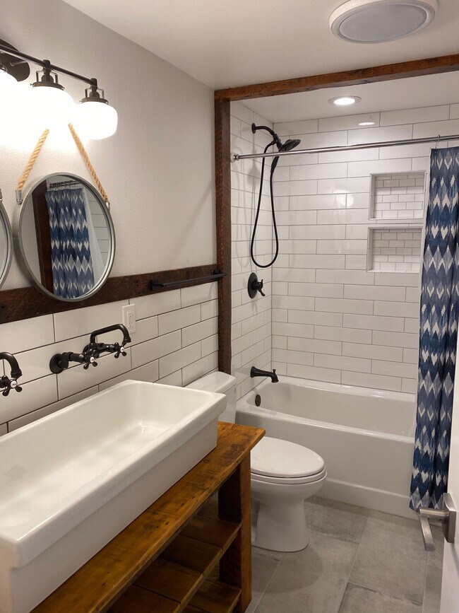 Bathroom w/ Custom Barnwood Vanity + Double-Wide Trough Sink - 13295 SW Pearl Street
