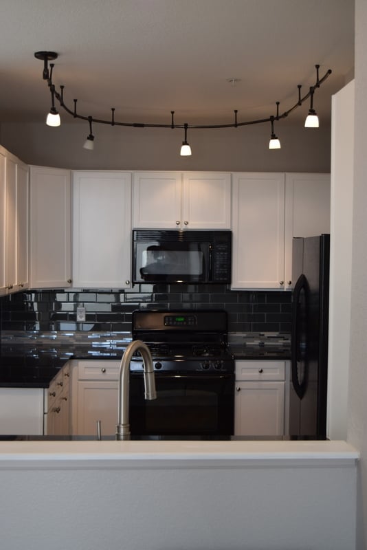 Updated tile in the black and white kitchen - 9079 E. Panorama Circle