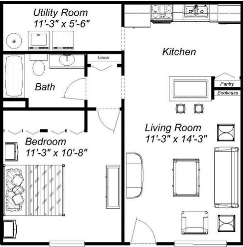 1BR/1BA - Clara Place Apartments