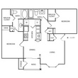 Two Bedroom, Two Bathroom, 1057 SQFT