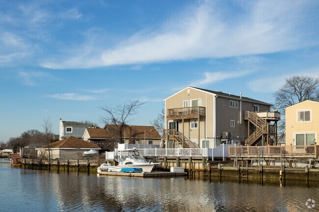 Waterfront homes on canals can be found throughout Bellmore, New York.