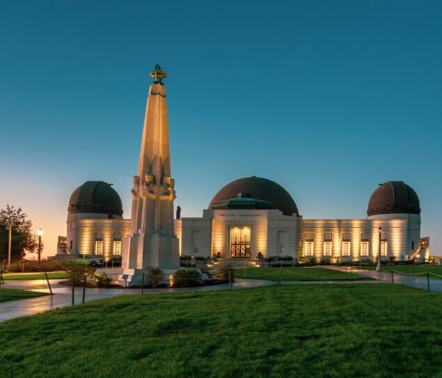 An evening view of the Griffith Observatory