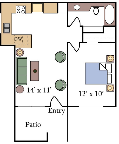 1HAB/1BA - Fountain Circle Townhomes