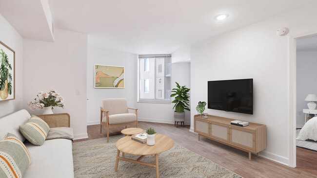 Sala de estar con suelo de superficie dura - 1800 Oak