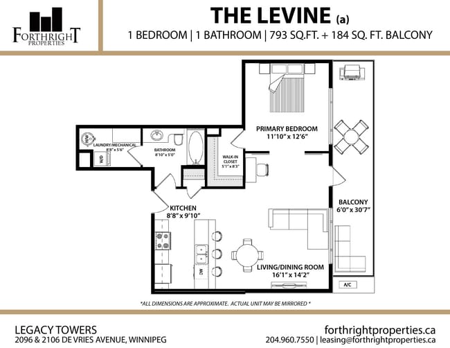 Legacy - Floorplans - Apartment - 1 Bed - Levine (a) - Legacy Towers