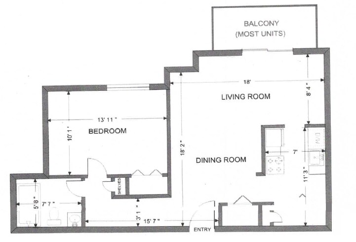 Valley Plaza Apartments – 1 Bed 1 Bath Large