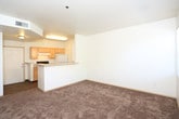 Located at 501 Coal Ave SW in Albuquerque, New Mexico, this single-floor residential unit offers a well-organized layout with functional living spaces throughout. The galley-style kitchen is outfitted with light wood cabinetry, laminate countertops, hardwood-style flooring, and white appliances including a range, refrigerator, and dishwasher — providing ample storage and a practical cooking environment. The living area features neutral-toned carpet, a ceiling vent for climate control, and an open sightline toward the kitchen, creating a cohesive and connected common space. A peninsula counter separates the kitchen from the living area, adding a convenient transition zone. The bedrooms are carpeted and bathed in natural light through large windows with views of surrounding greenery and the neighborhood. One bedroom features a sliding glass door that opens to a private balcony, further enhancing the connection to the outdoors. The full bathroom includes hardwood-style flooring, a tub-shower combination, a vanity with a mirror, and light wood cabinetry for storage. Throughout the unit, clean white walls, neutral finishes, and consistent flooring materials contribute to a bright, cohesive aesthetic that offers a versatile and move-in-ready living environment.