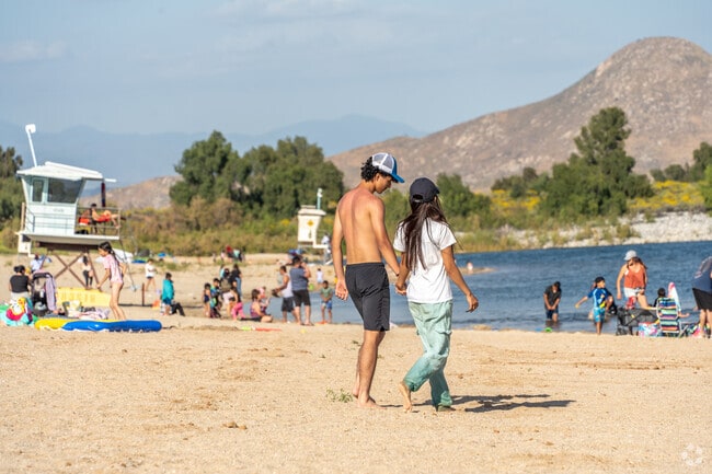 Locals enjoy spending summer days on the beach at Lake Perris Recreation Area.