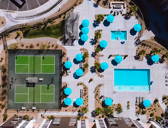 Arial of the Amenities Patio - Sky at Brio, an Active Adult (62+) Community