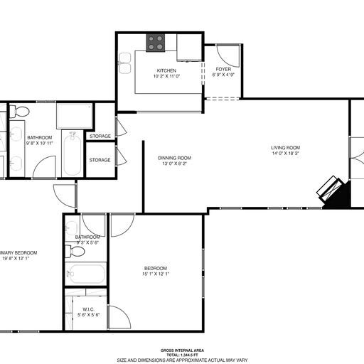 Plano de planta - 2 habitaciones - 4771 Forman Ave