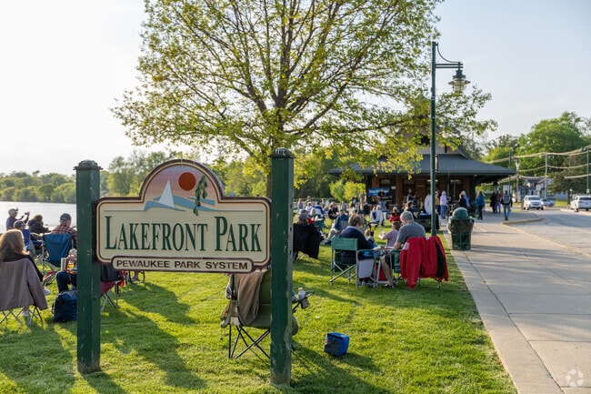 Lakefront Park near Hartland is where neighbors gather in the summer months.