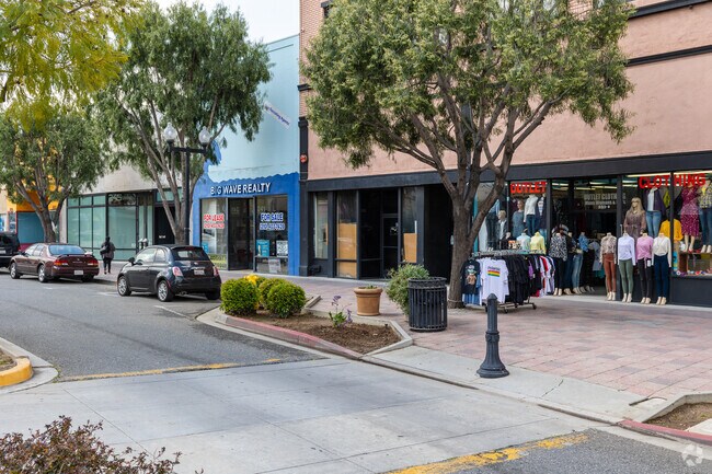 Locals can stroll along Market Street in Inglewood, CA.