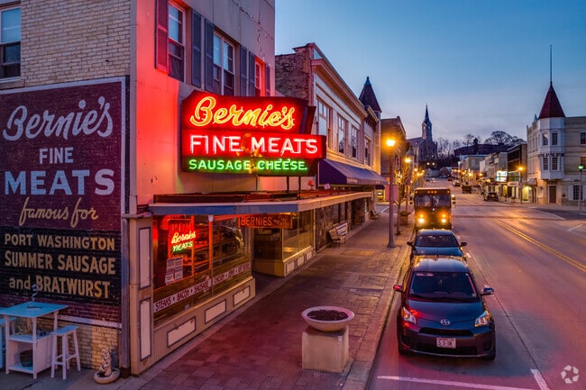 The neon sign from Bernie's Fine Meats in downtown Port Washington.