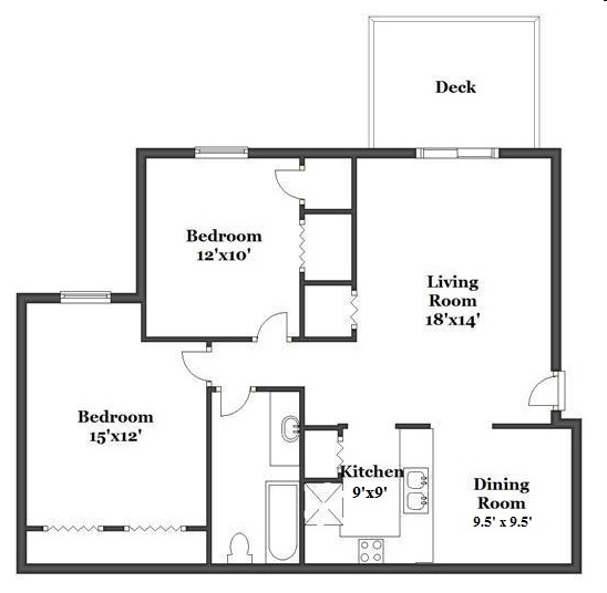 Two Bedroom with Deck - Ottawa Creek Apartments