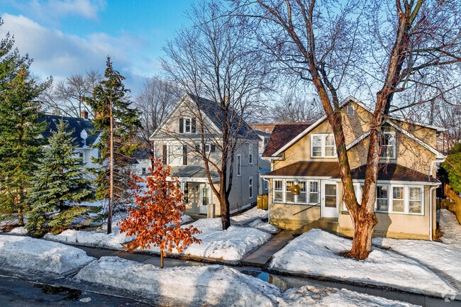 Various classic housing styles line Hopkins streets.