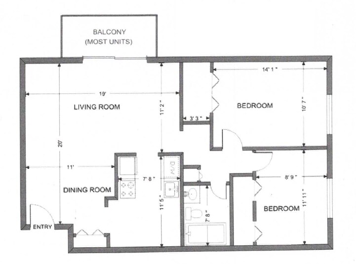 Valley Plaza Apartments – 2 Bed 1 Bath