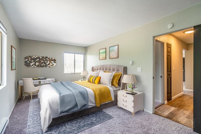 Updated Apartments Featuring Carpeted Bedrooms, Neutral Paint Schemes, Granite Style Countertops, Hardwood Style Floors, Shaker Style Cabinets, Matching Black Appliances, Spacious Closets - Alexor