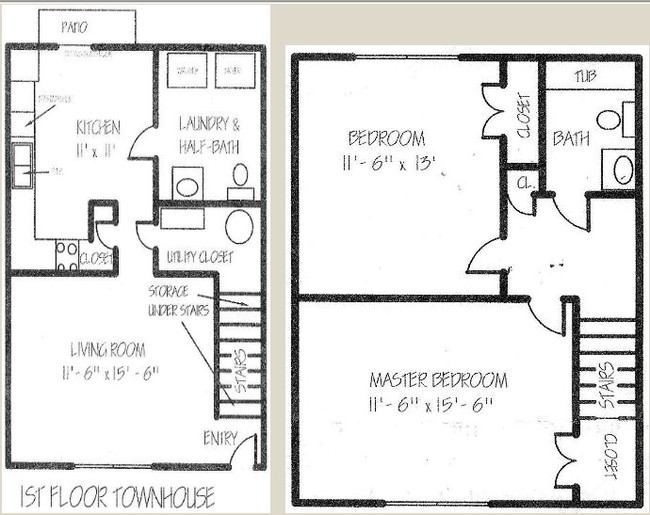 2HAB/2BA Plano de planta - Canal Place Apartments