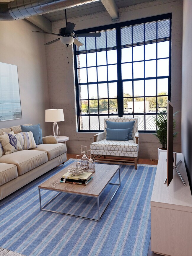 Área de la sala de estar - Badger State Lofts