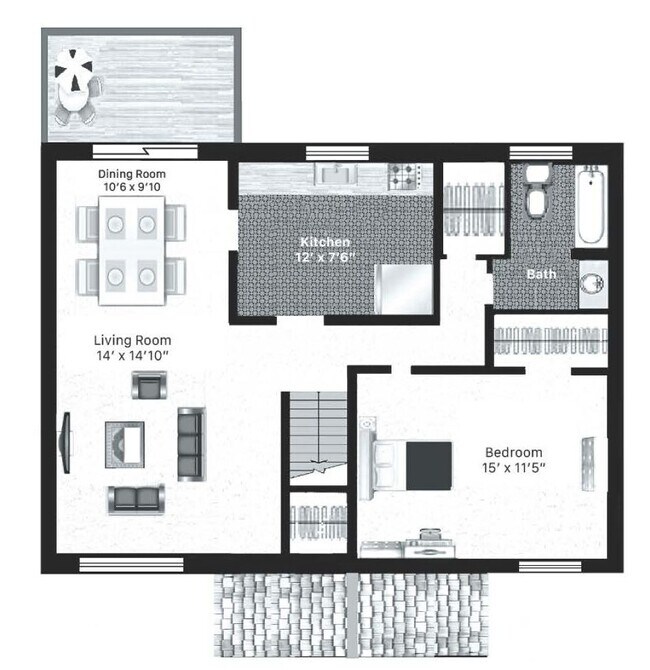 1×1 Segundo Piso - Belle Harbour Apartments