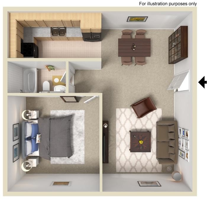 Perry Lake Village – 1 Bedroom, 1 Bathroom