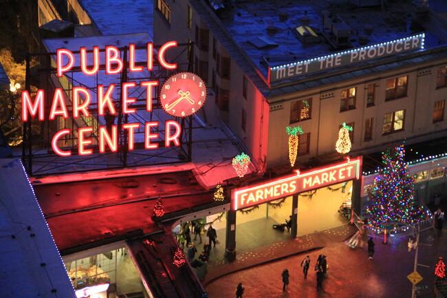 View of Pike Place Market from your private deck. - 1415 2nd Ave