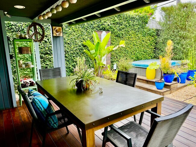 Back yard deck, outdoor shower and jacuzzi - 734 Appleby St
