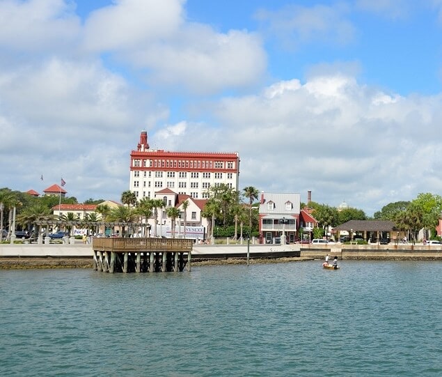 Saint Augustine from the water with Flagler College in the background
