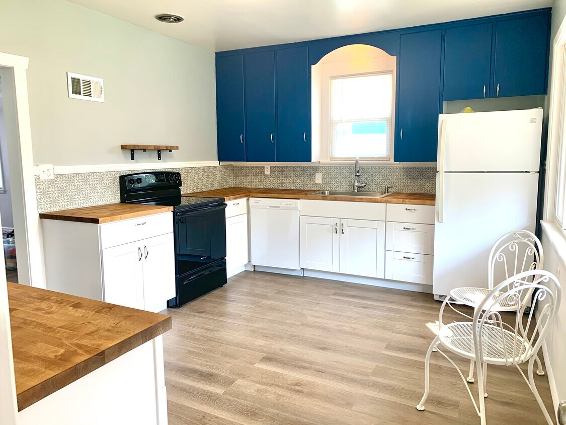 Totally remodeled kitchen with butcher block countertops - 104 E Cannon St