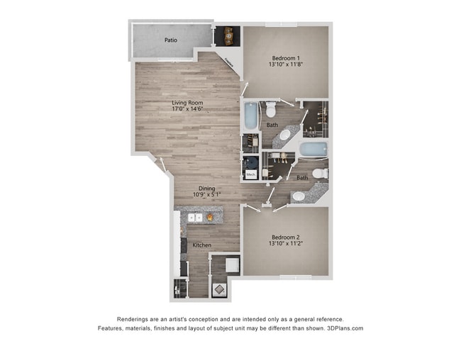 B3_2Bed_2Bath_1035 Sq Ft - The Quarry Apartments